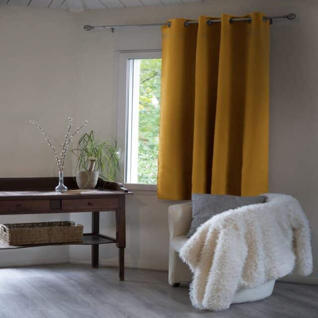 Rideau Occultant Polyester Moutarde 140 x 180 cm