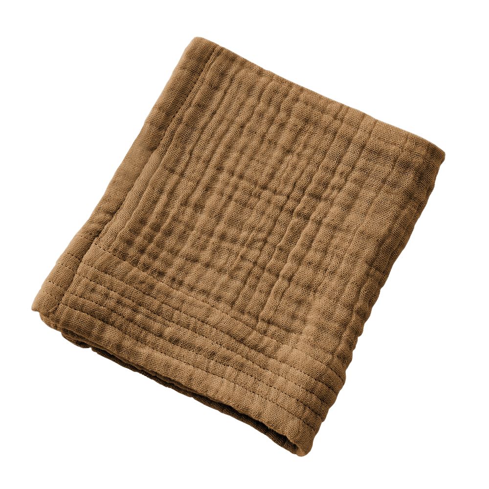 Serviette de bain Gaze de Coton Camel Marron 30 x 50 cm