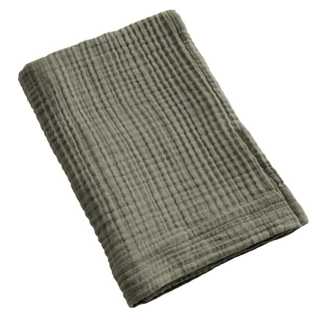 Serviette de bain Gaze de Coton Romarin Kaki 70 x 130 cm