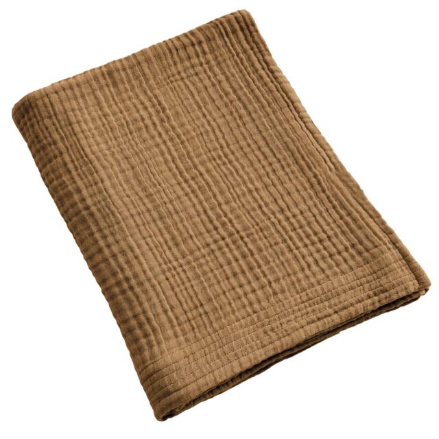 Serviette de bain Gaze de Coton Camel Marron 90 x 150 cm