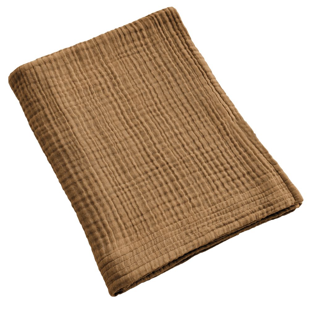 Serviette de bain Gaze de Coton Camel Marron 90 x 150 cm