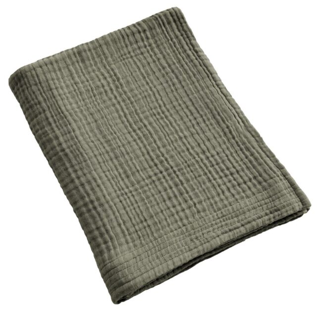 Serviette de bain Gaze de Coton Romarin Kaki 90 x 150 cm