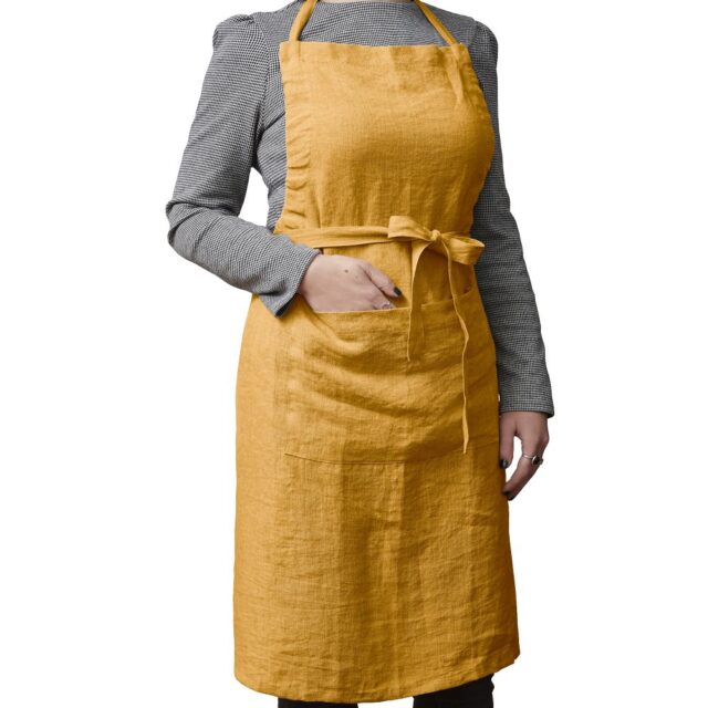 Tablier Lin Français Miel Jaune 70 x 85 cm