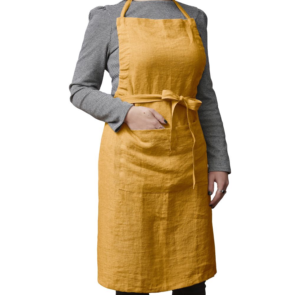 Tablier Lin Français Miel Jaune 70 x 85 cm