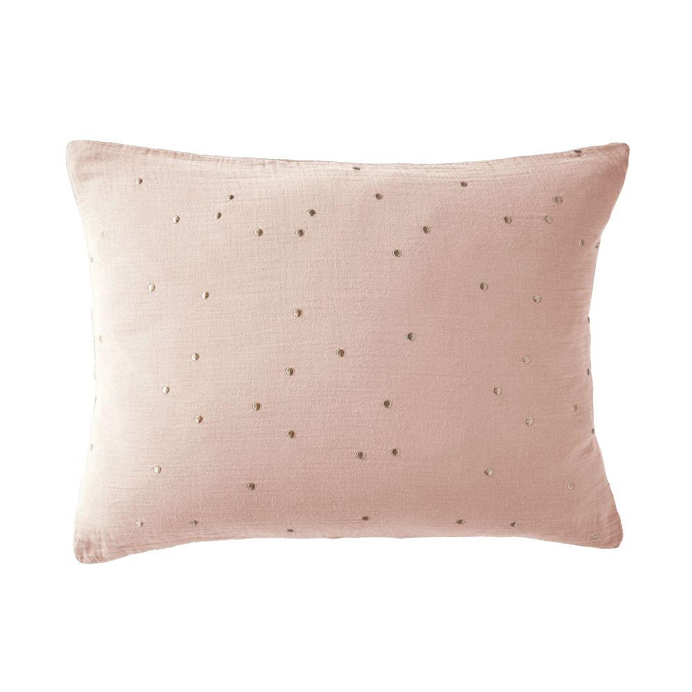 Taie d'oreiller Gaze de coton à pois brodés Guimauve 50 x 70 cm