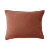 Taie d'oreiller Gaze de coton à pois brodés Terracotta 50 x 70 cm