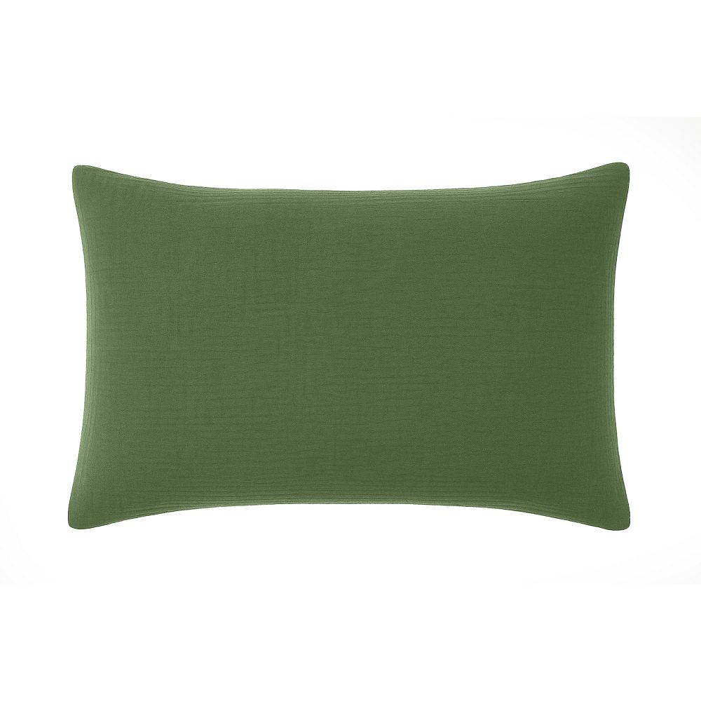 Taie d'oreiller Gaze de Coton Lavé Vert Cèdre 50 x 70 cm