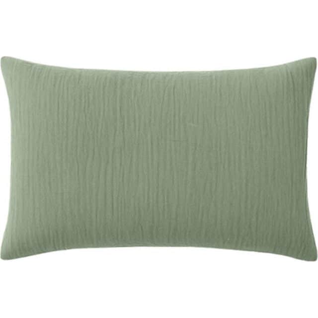 Taie d'oreiller Gaze de Coton Lavé Vert Givrée 50 x 70 cm