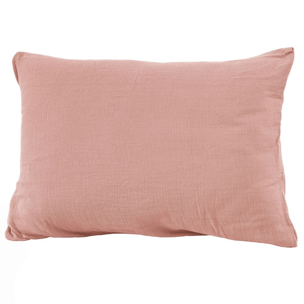 Taie d'oreiller Gaze de coton Rose Rose pêche 50 x 70 cm