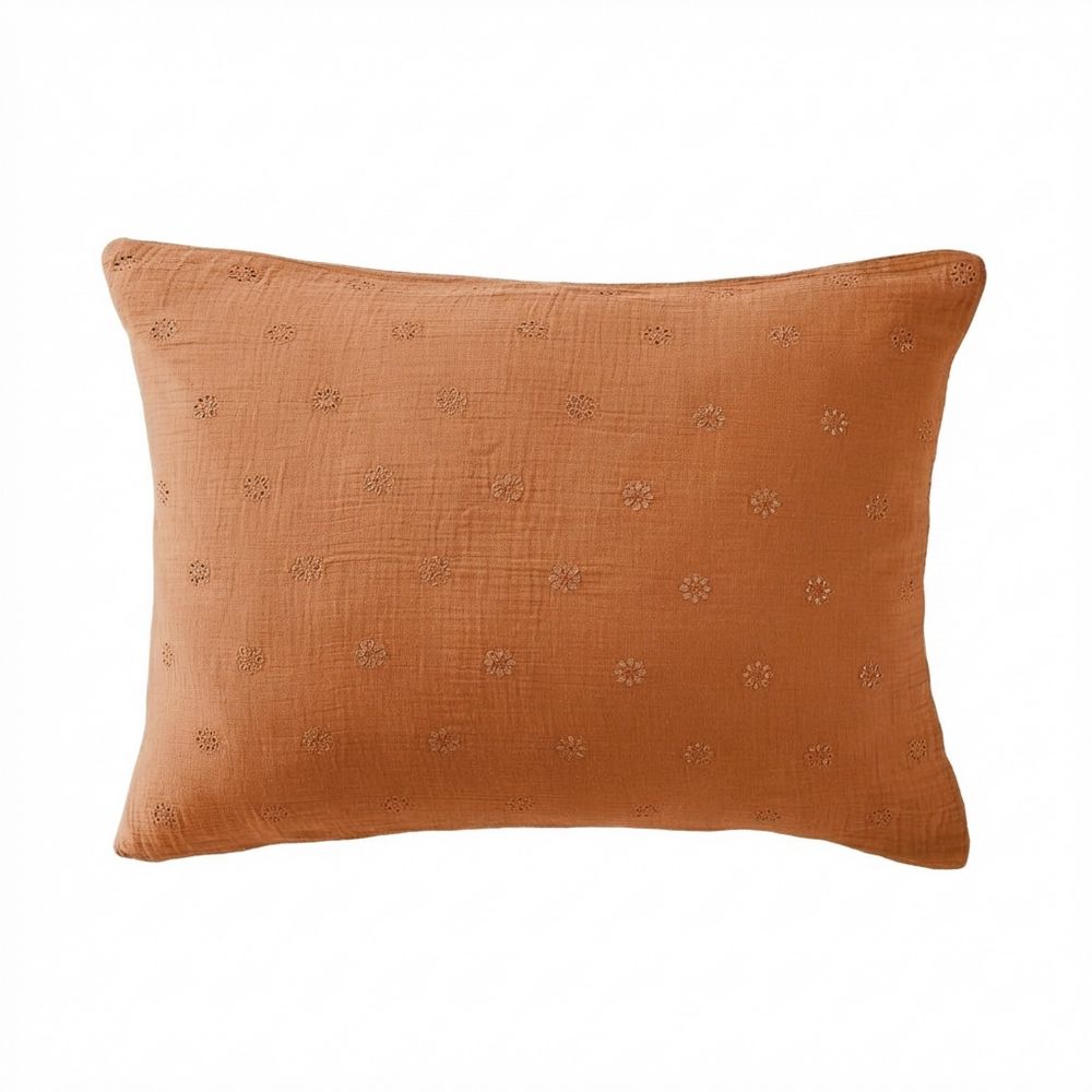 Taie d'oreiller Gaze de Coton Terra bohème Abricot 50 x 70 cm