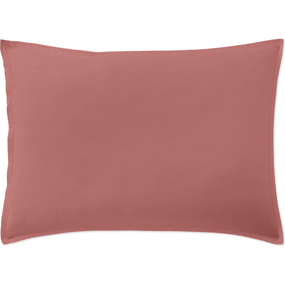 Taie d'oreiller Percale de Coton Lavé Vieux Rose 50 x 70 cm