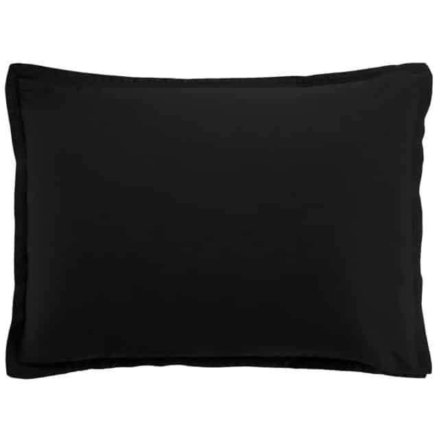 Taie d'oreiller rectangle Satin de Coton Noir 50 x 70 cm
