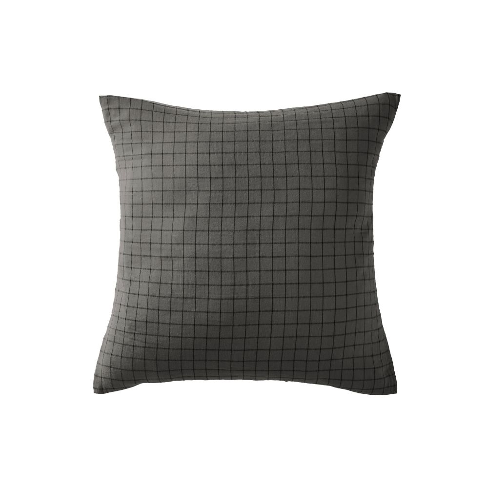 Taie d'oreiller Gaze de coton à petits carreaux Granit 60 x 60 cm