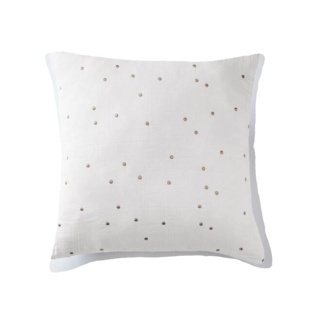 Taie d'oreiller Gaze de coton à pois brodés Chantilly 60 x 60 cm