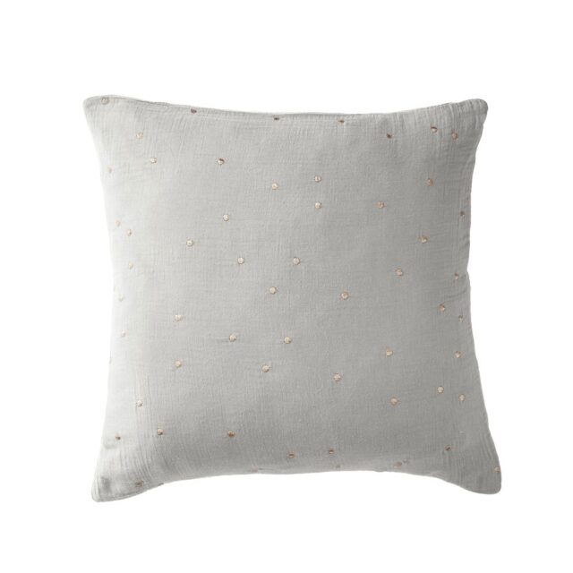 Taie d'oreiller Gaze de coton à pois brodés Nuage 60 x 60 cm