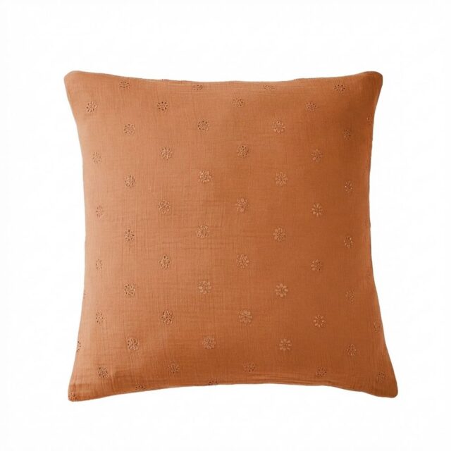 Taie d'oreiller Gaze de Coton Terra bohème Abricot 60 x 60 cm