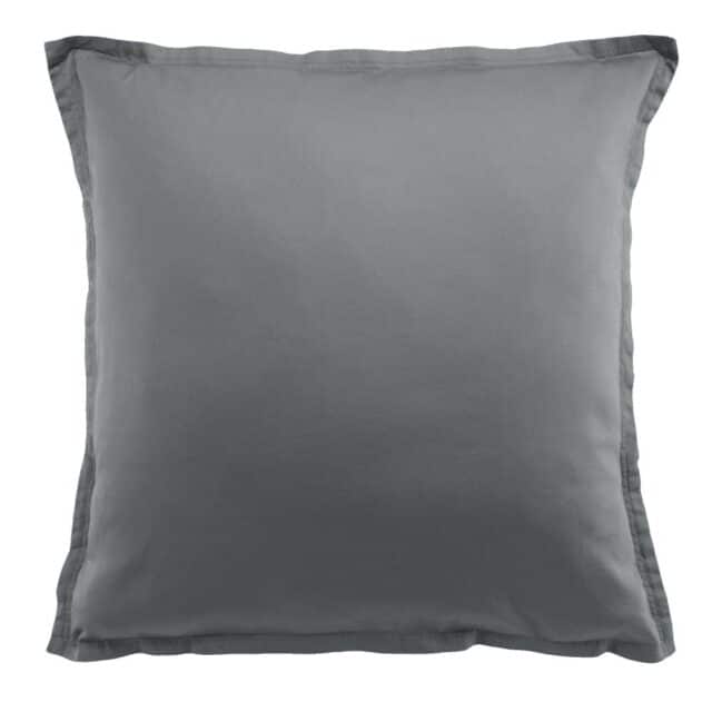 Taie d'oreiller carrée Satin de Coton Gris Foncé 65 x 65 cm