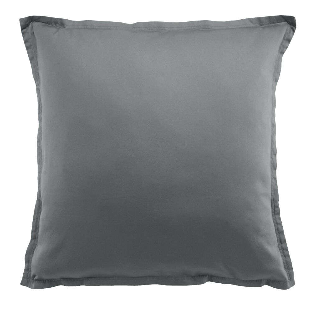 Taie d'oreiller carrée Satin de Coton Gris Foncé 65 x 65 cm