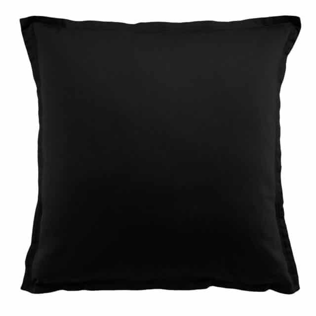 Taie d'oreiller carrée Satin de Coton Noir 65 x 65 cm