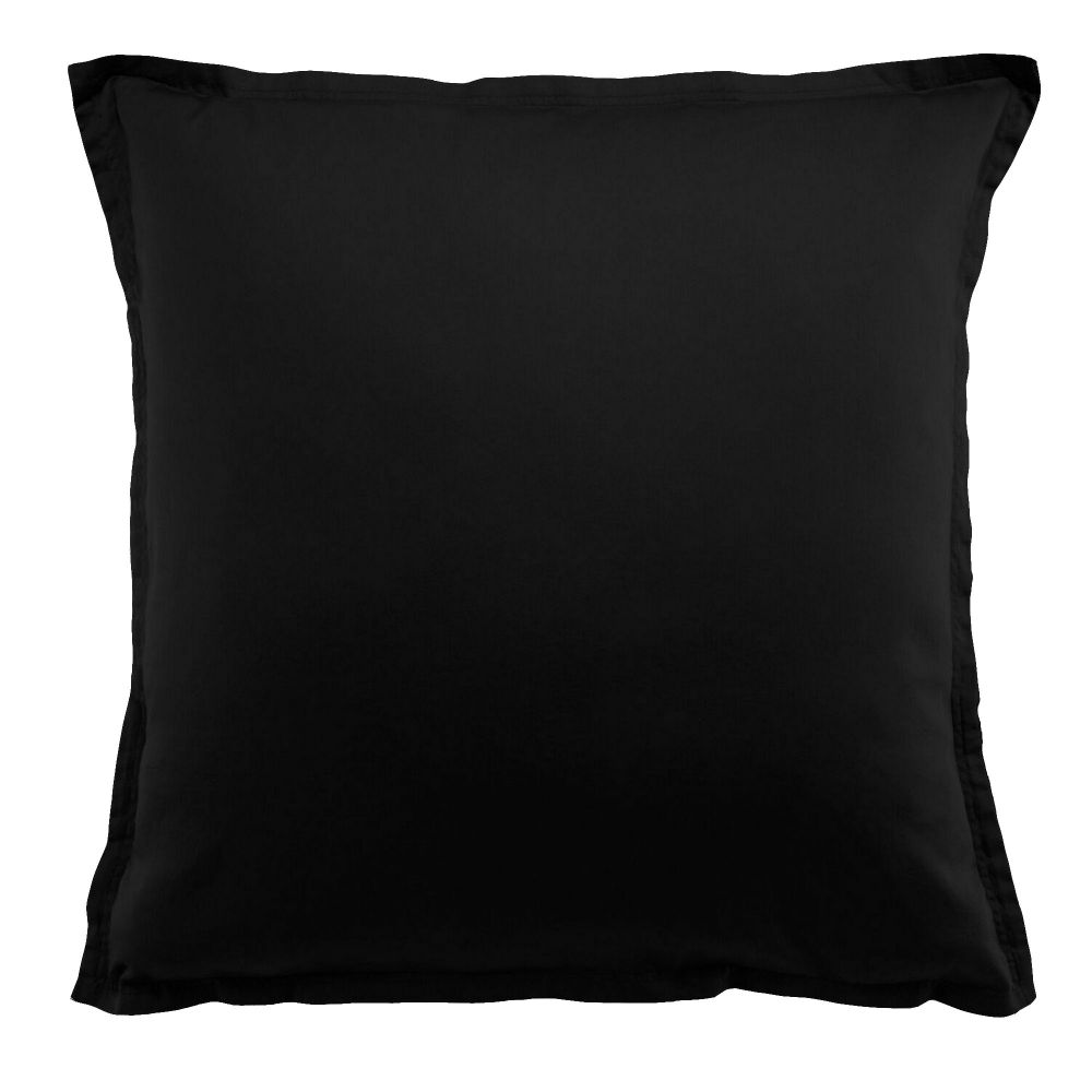 Taie d'oreiller carrée Satin de Coton Noir 65 x 65 cm