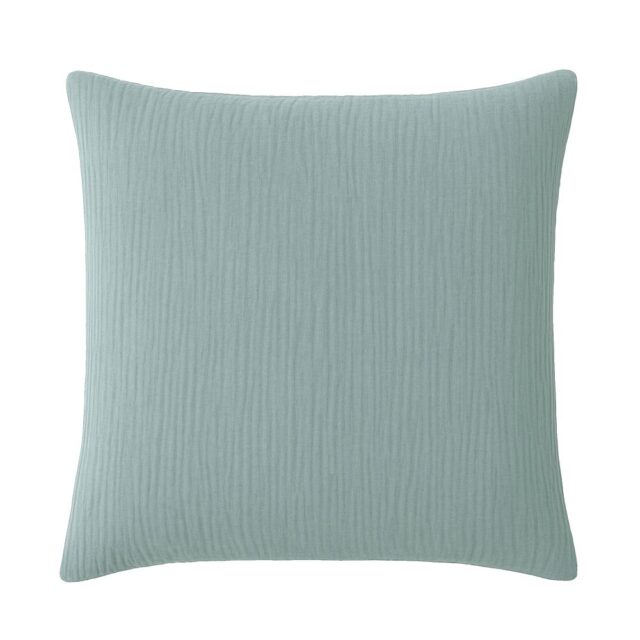 Taie d'oreiller Gaze de Coton Lavé Bleu Givrée 65 x 65 cm