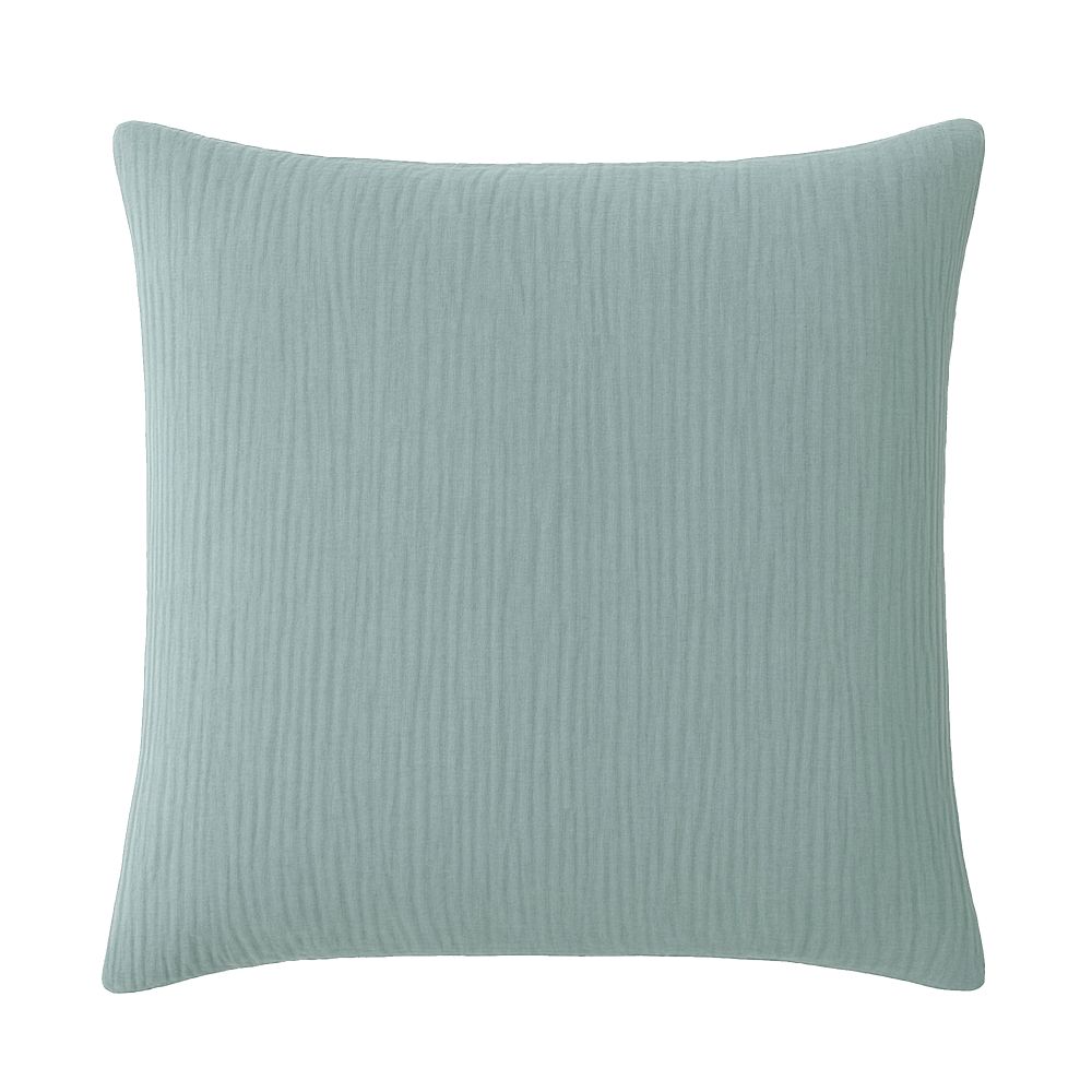 Taie d'oreiller Gaze de Coton Lavé Bleu Givrée 65 x 65 cm