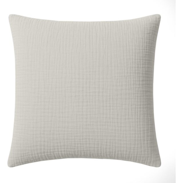 Taie d'oreiller Gaze de Coton Lavé Gris Glacier 65 x 65 cm