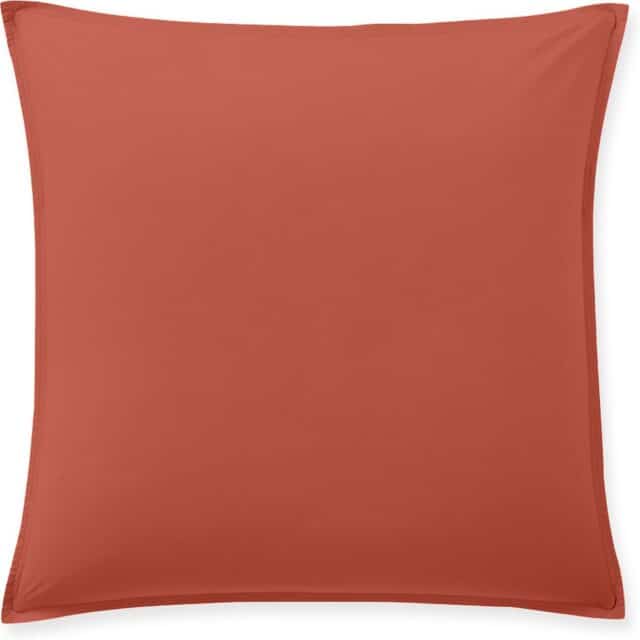 Taie d'oreiller Percale de Coton Lavé Terre De Sienne 65 x 65 cm