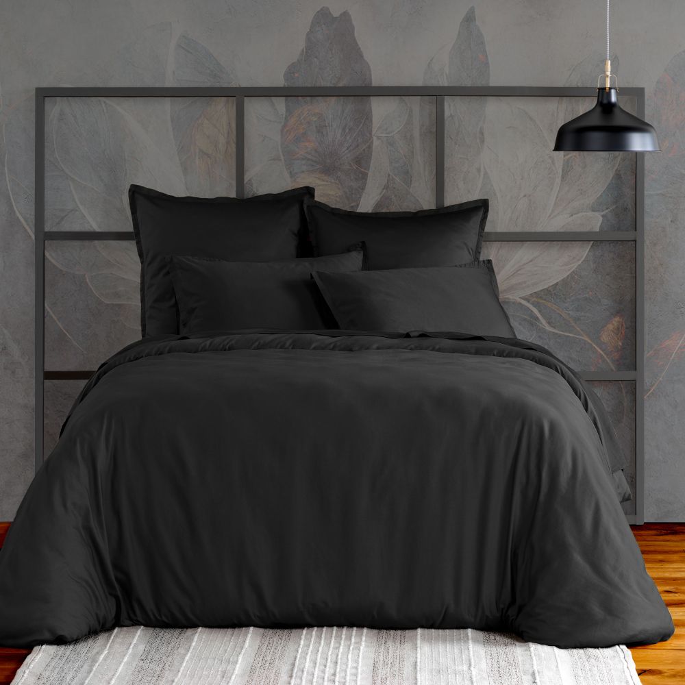 Taie d'oreiller Satin de Coton Noir 65 x 65 cm — vue 2