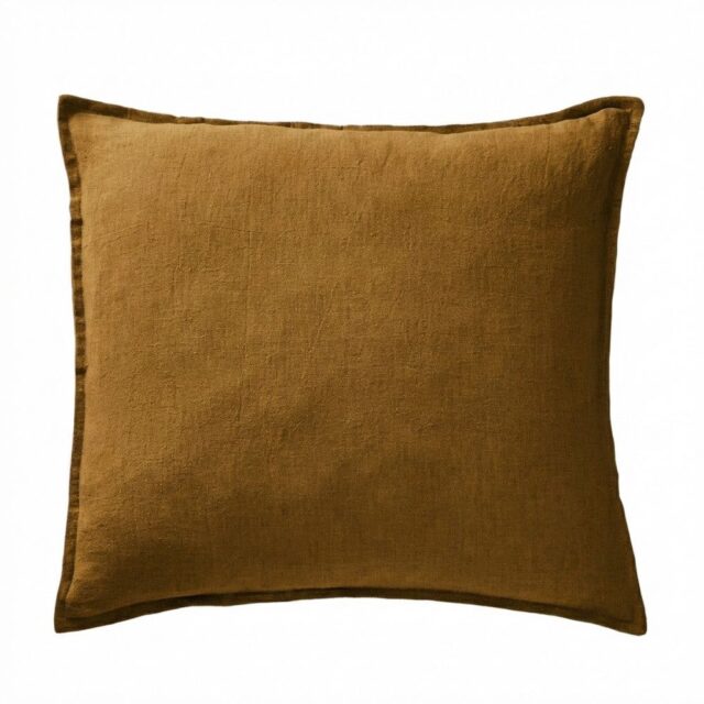 Taie d'oreiller Lin Rosalie Caramel 80 x 80 cm