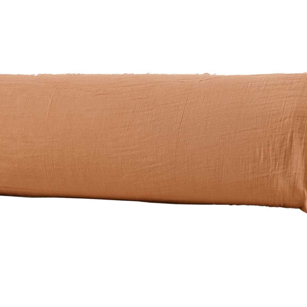 Taie de traversin Gaze de Coton Terra Abricot 43 x 185 cm — vue 2
