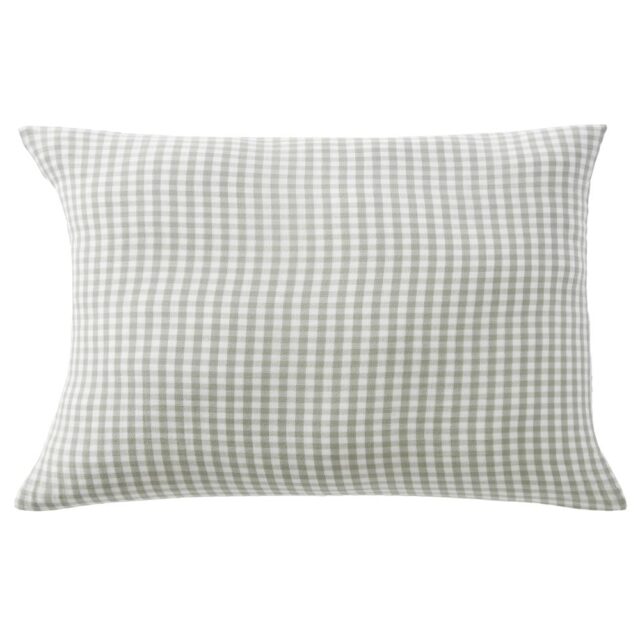 Taie d’oreiller Gaze de Coton Quadri Eucalyptus Bleu Clair 50 x 70 cm