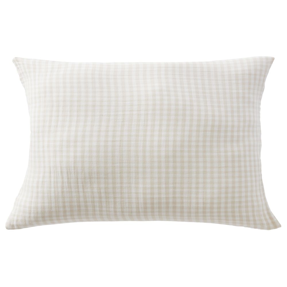 Taie d’oreiller Gaze de Coton Quadri Naturel 50 x 70 cm