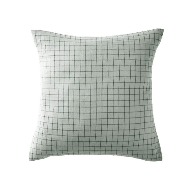 Taie d’oreiller Gaze de Coton à petits carreaux Eucalyptus Bleu Clair 60 x 60 cm