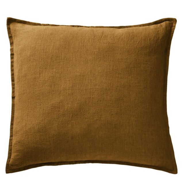 Taie d’oreiller Lin Français Caramel Marron 60 x 60 cm