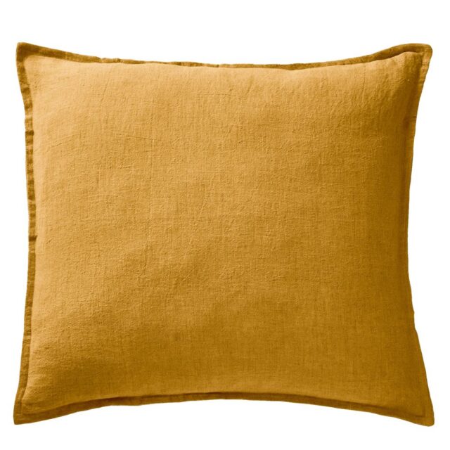 Taie d’oreiller Lin Français Miel Jaune 60 x 60 cm