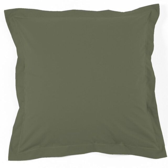 Taie d’oreiller Percale de Coton Vert Kaki 63 x 63 cm